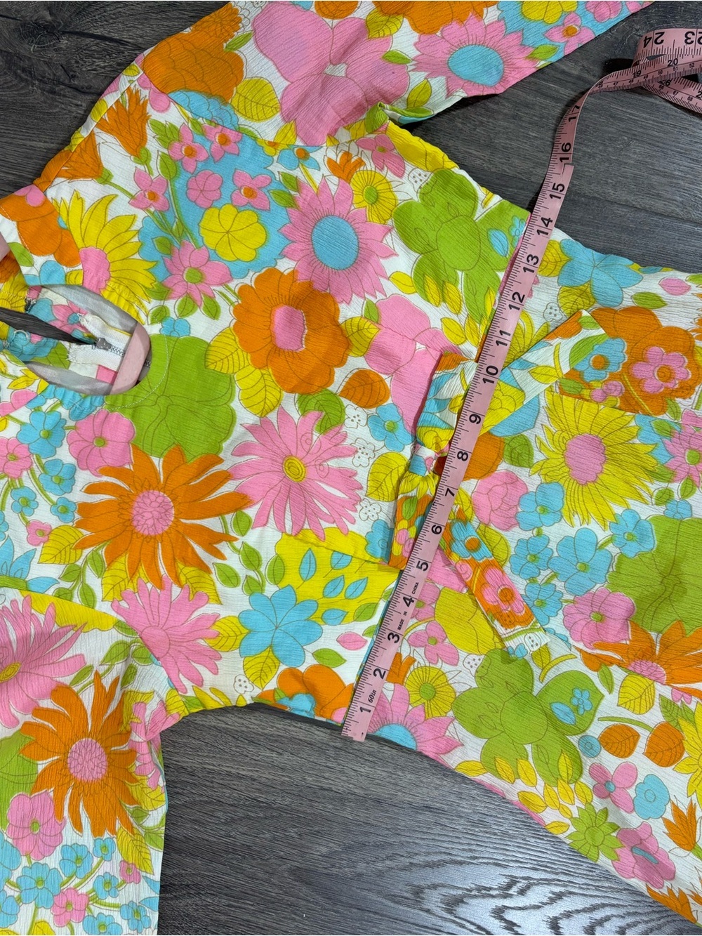 Vintage Floral Maxi Dress in Pink, Green & Orange - Picture 5 of 8